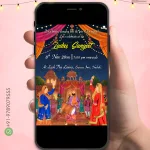 W9714 Caricature Ladies Sangeet Invite