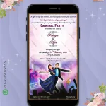 W1070 Purple Theme Cocktail Party Invite