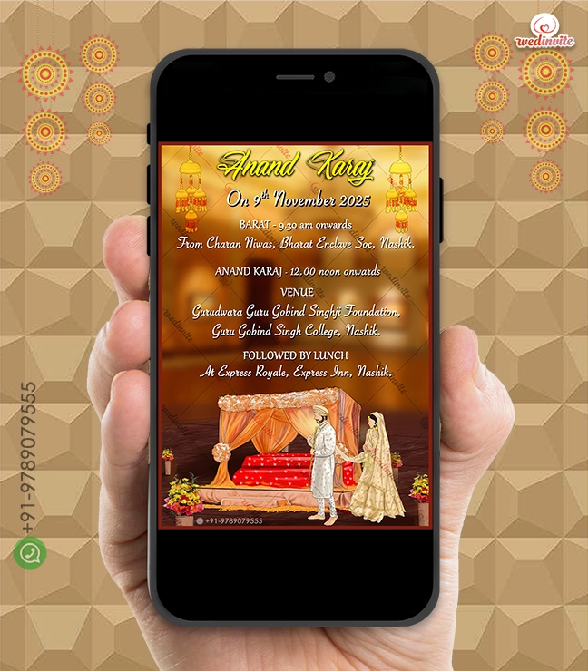 Wedinvite_Anand_Karaj W6356 Caricature _ Anand Karaj Invite - Image 1