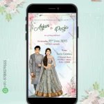 W2213 Caricature Elegant Flower Themed Invite