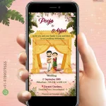 W1530 Funny Cartoon Tamil Brahmin Wedding Invite
