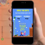 W6981 Mario Theme Save The Date Invite