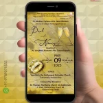 W6713 Golden Themed Christian Wedding Invite