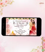 W2845 Elegant Flower Caricature Wedding Video Invite - Image 2