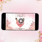 W2845 Elegant Flower Caricature Wedding Video Invite