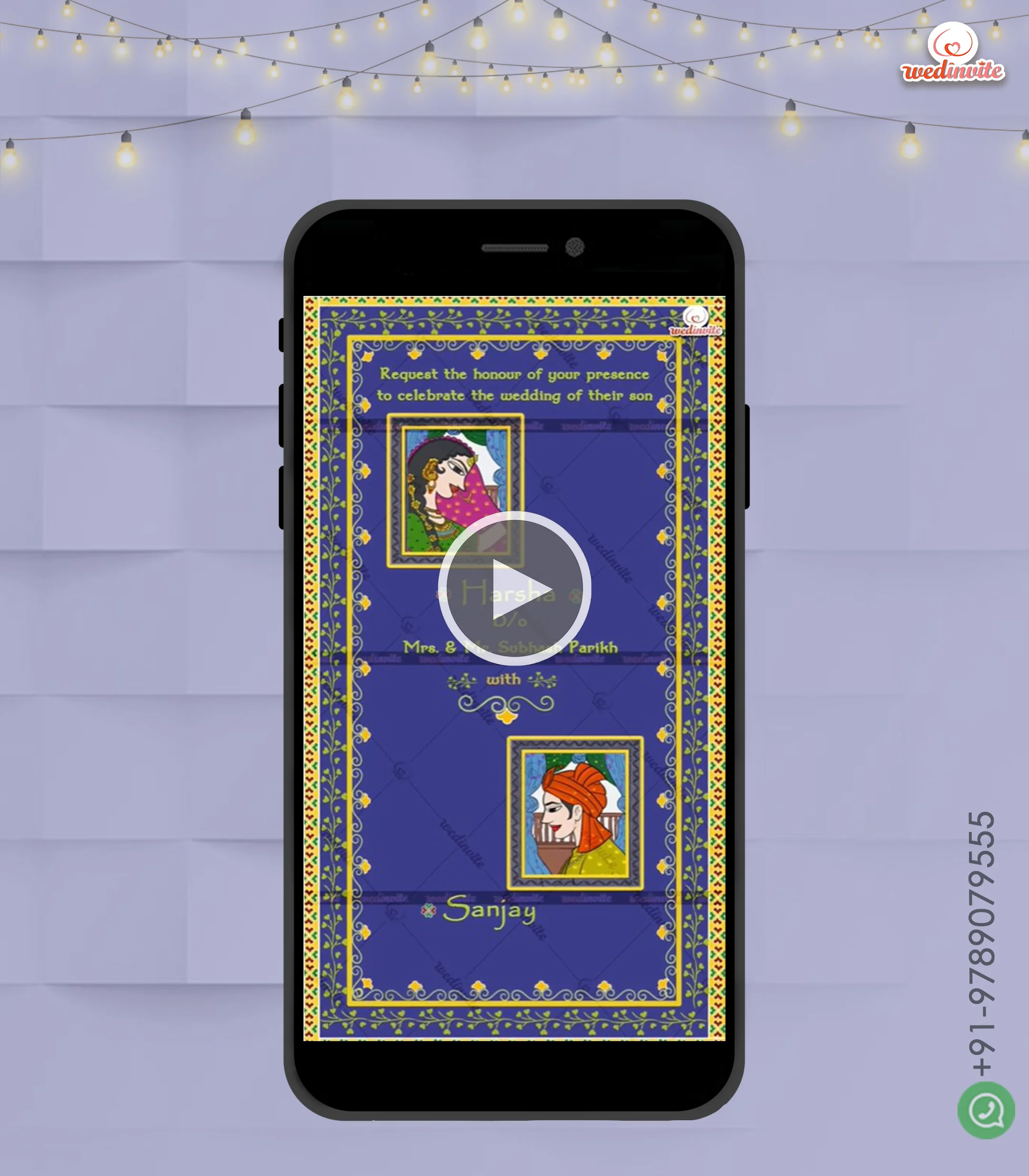 W3770-Madhubani Painting Style Invite