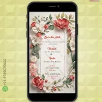 W3910-Flower Themed Wedding Card