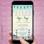 W3940-Lotus Themed Wedding Card