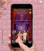 W4255 Caricature Northindian Wedding Invite - Image 2