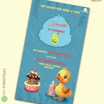 W4815 Duck Theme 5th Birthday Invite