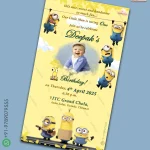 W4845 Minions Theme 1st Birthday Invite