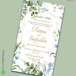 W4905 Elegant Green Theme Nikah Invite