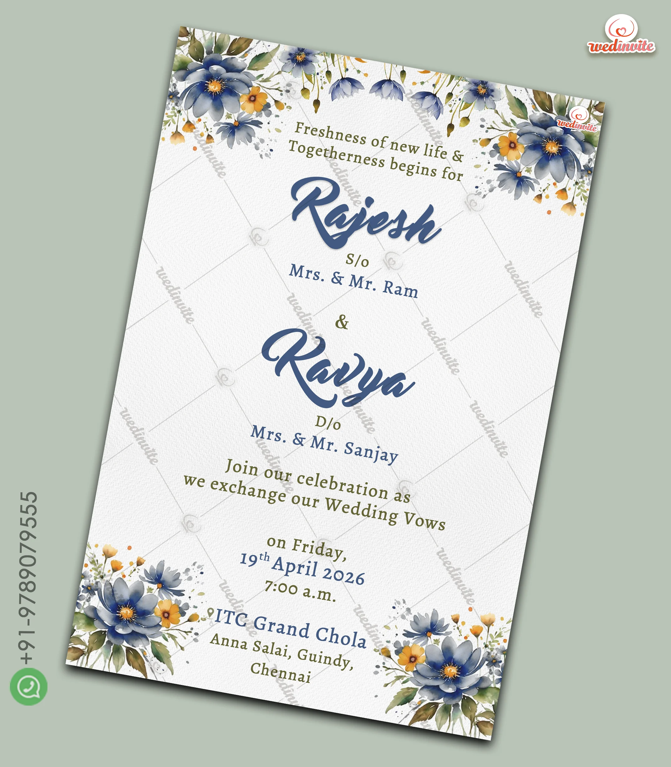 Water Color Theme Wedding Invite W9958 Water Color Themed Wedding Invite - Image 1