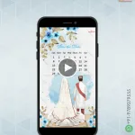 W0998 Blue Theme Islamic Nikah Invitation