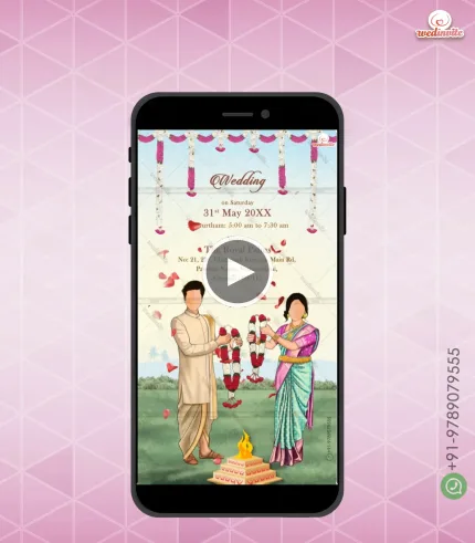 Lotus Theme Southindian Wedding Invite