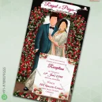 W0766 Caricature South Indian Reception Invite