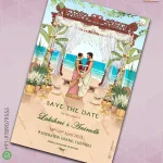 W0880 Beach Theme South Indian Save the Date Invite