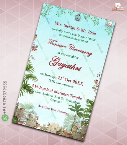 W9515 Elegant Tonsure Ceremony Invitation