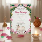 W8375 Pichwai Art Lotus GrihaPravesh Invite