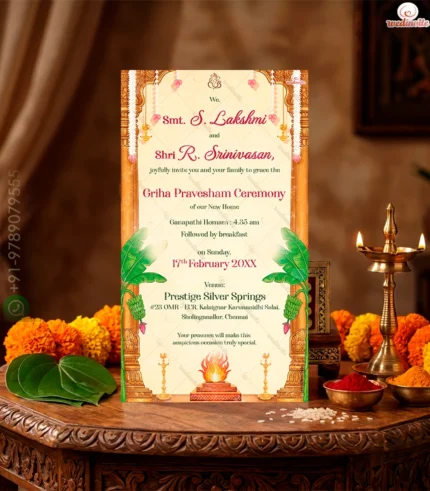 W8390 Traditional South Indian Housewarming Invitation