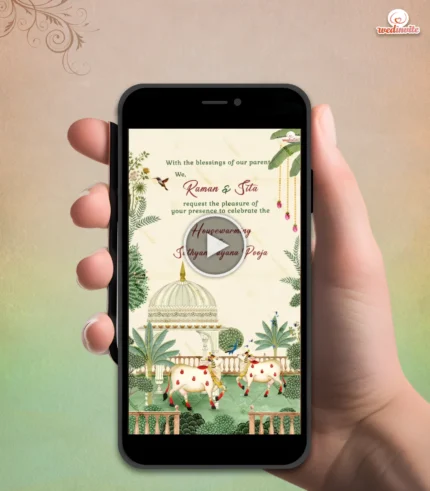 W8415 Pichwai Painting Theme Housewarming Invitation