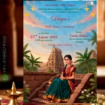 W8265 Temple Theme Half-Saree Invitation