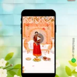 W8260 Elegant Peach Theme Half-Saree Invitation