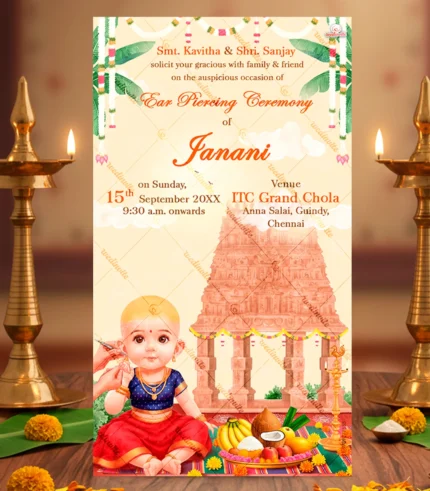 W8435 Southindian EarPiercing Invitation