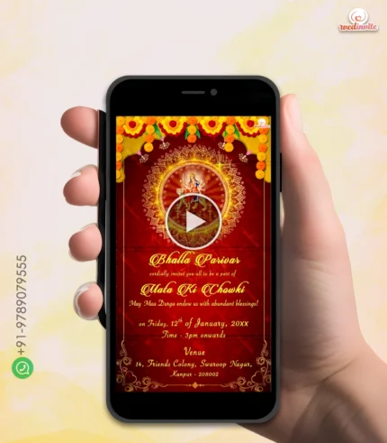 W8430 Traditional Durga Maa Invitation | Mata Ki Chowki